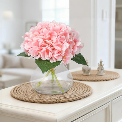 Artificial Hydrangea Arrangement in Glass Vase Fake Flowers