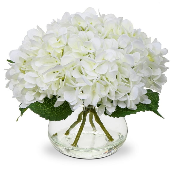 Asfatedge Artificial Flowers with Vase White
