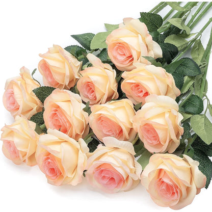 12PCS Artificial Roses Fake Flowers