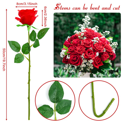 Roses Artificial Flowers Red Silk