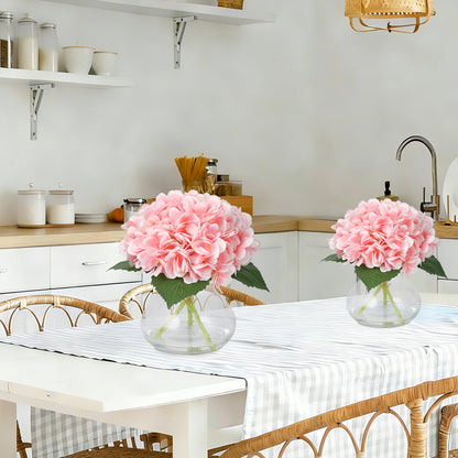 Artificial Hydrangea Arrangement in Glass Vase Fake Flowers