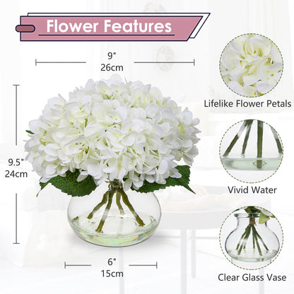 Asfatedge Artificial Flowers with Vase White